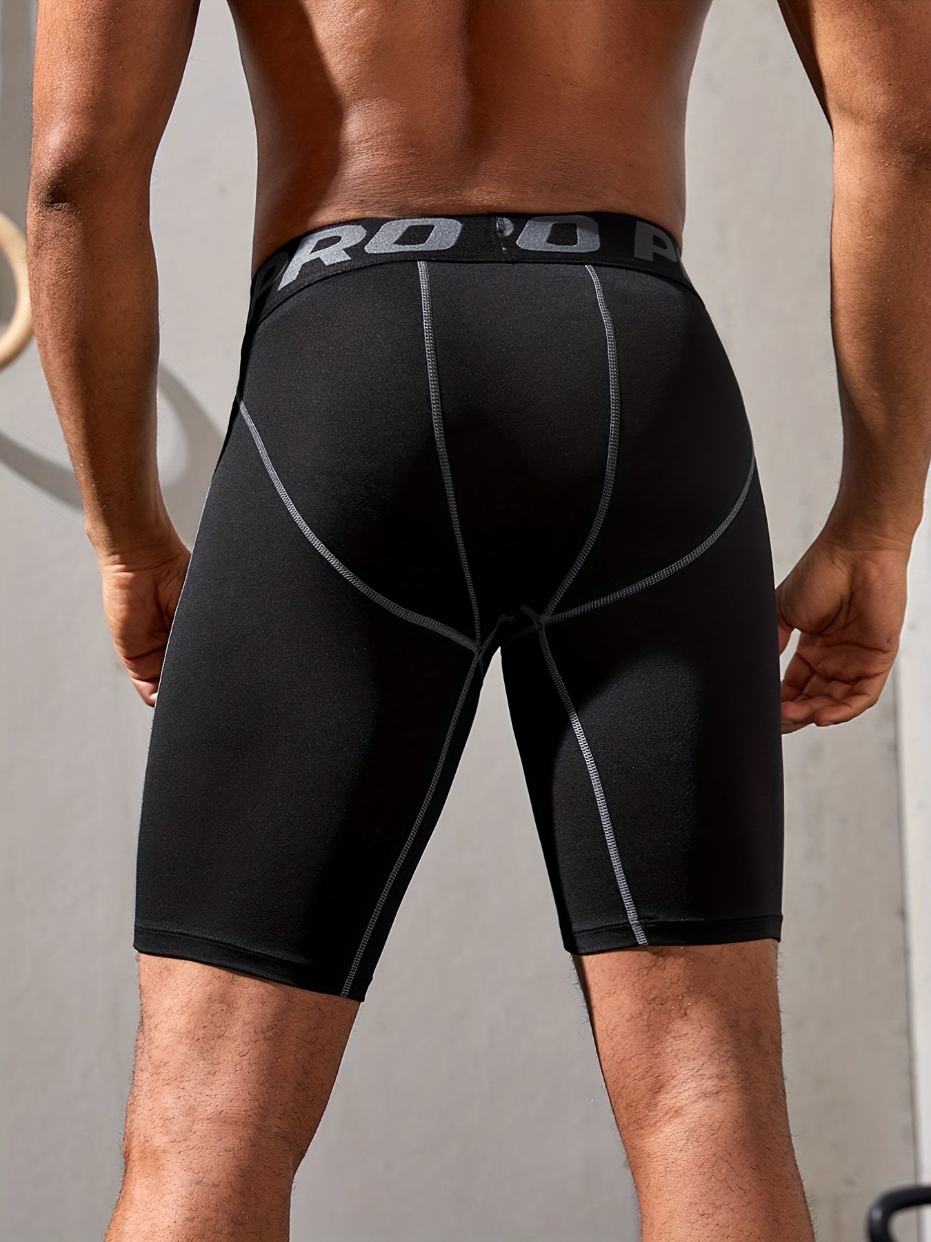 3pcs Men's Quick Drying Compression Fitness Short Pants, Casual Mid Stretch Leggings Shorts For Outdoor Gym Fitness Running